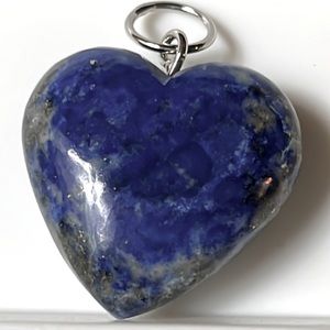 Lapis Lazuli Crystal Sterling Silver Puffed Heart Pendant